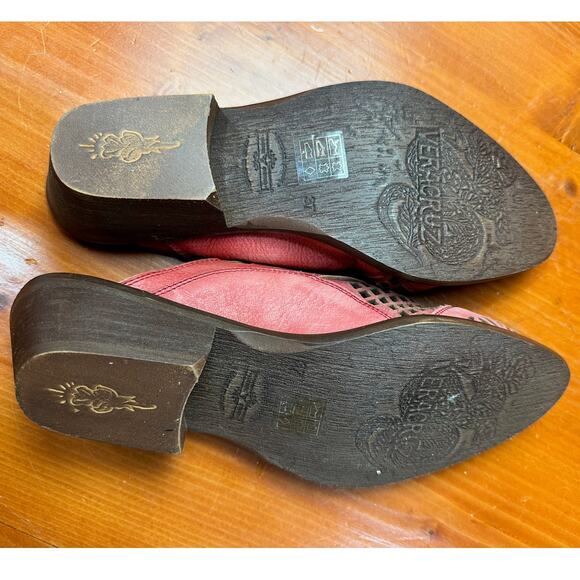 Veracruz Artisans Light Red Perforated Mules - Sz 37 - Picture 3 of 5